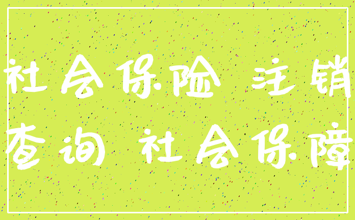 社会保险 注销_查询 社会保障