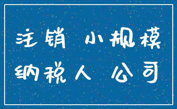 注销 小规模_纳税人 公司