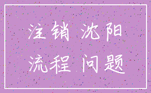 注销 沈阳_流程 问题