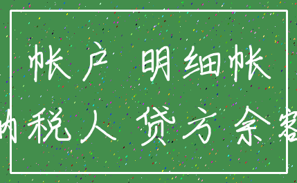 帐户 明细帐_纳税人 贷方余额
