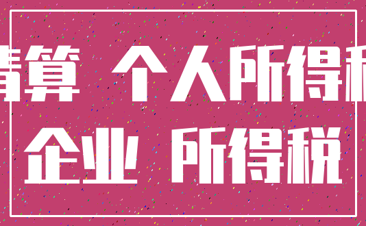 清算 个人所得税_企业 所得税