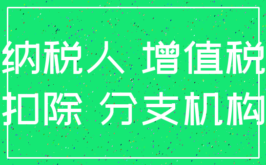 纳税人 增值税_扣除 分支机构