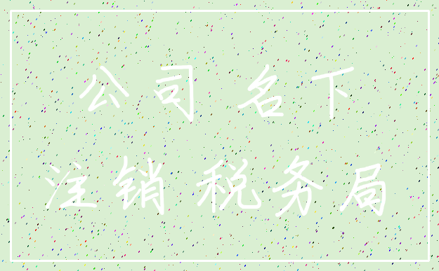 公司 名下_注销 税务局