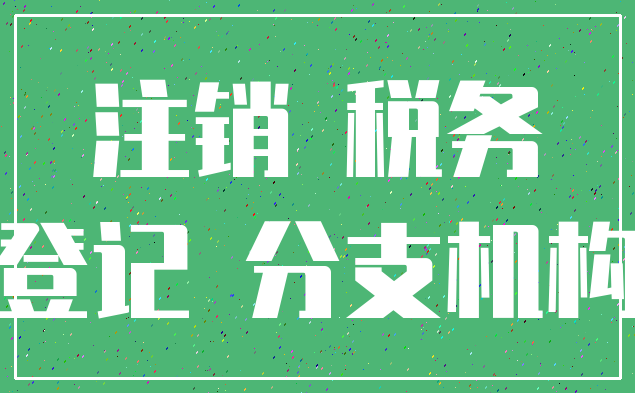 注销 税务_登记 分支机构