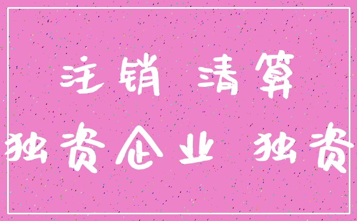 注销 清算_独资企业 独资