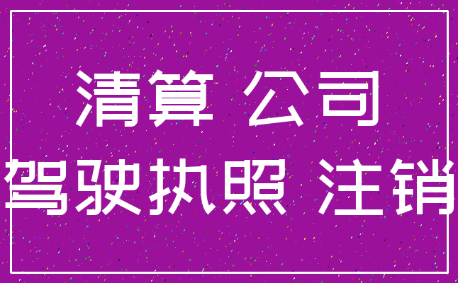 清算 公司_驾驶执照 注销