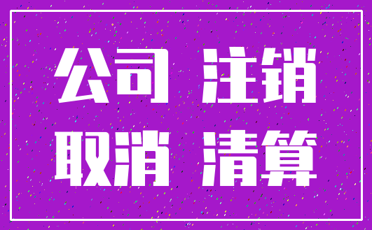 公司 注销_取消 清算