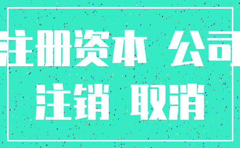 注册资本 公司_注销 取消