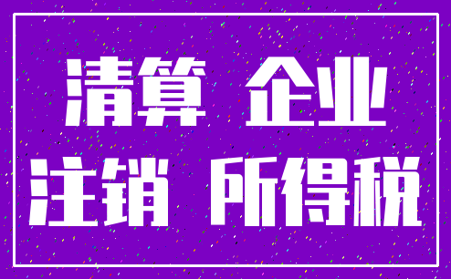清算 企业_注销 所得税
